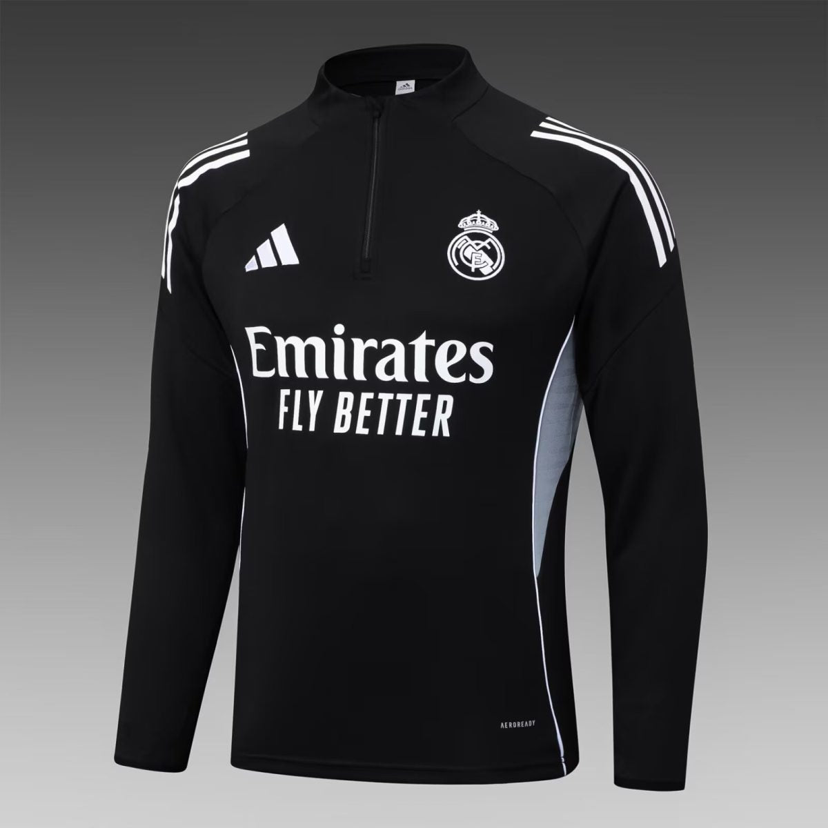 2025/2026 Real Madrid Half-Pull Training Suit Black Football Full Kit